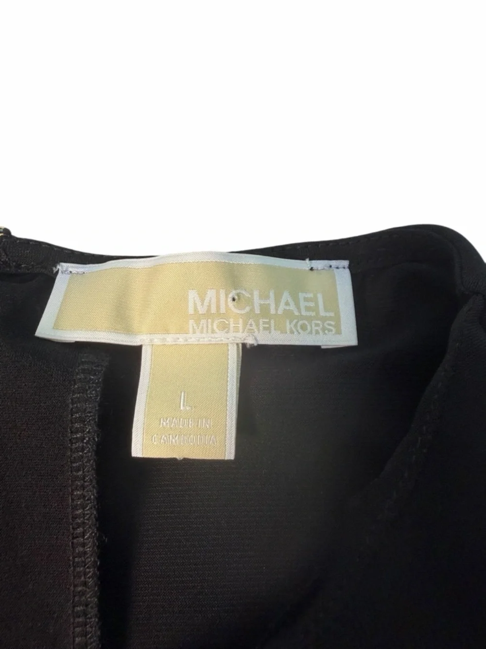 Michael Kors-Matte JerseyDress W/Gold hardware at collar, Black, Size L